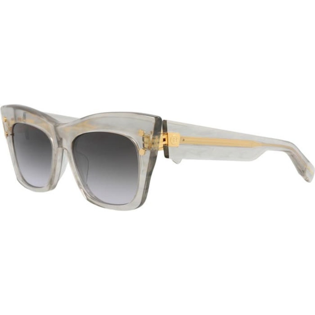 Balmain Acetate Cat-Eye Crystal Grey Sunglasses New